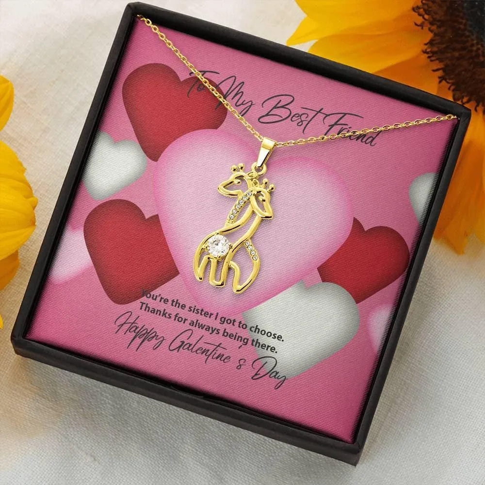 To My Best Friend Galentine's Day Giraffe Necklace