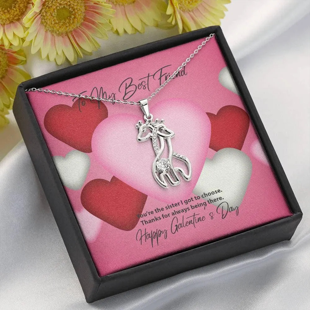 To My Best Friend Galentine's Day Giraffe Necklace