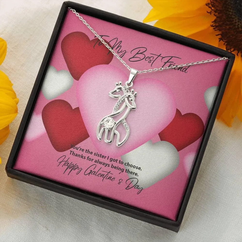 To My Best Friend Galentine's Day Giraffe Necklace