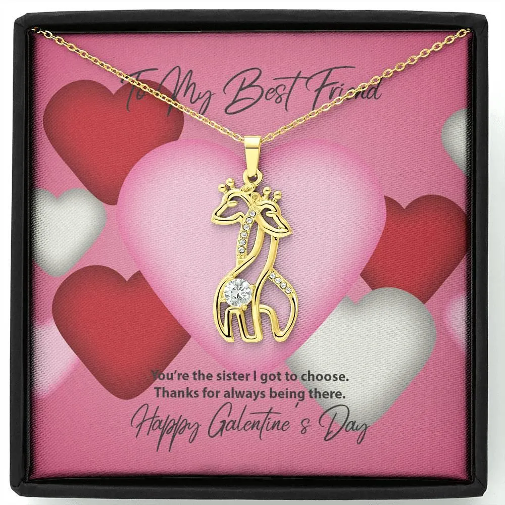 To My Best Friend Galentine's Day Giraffe Necklace