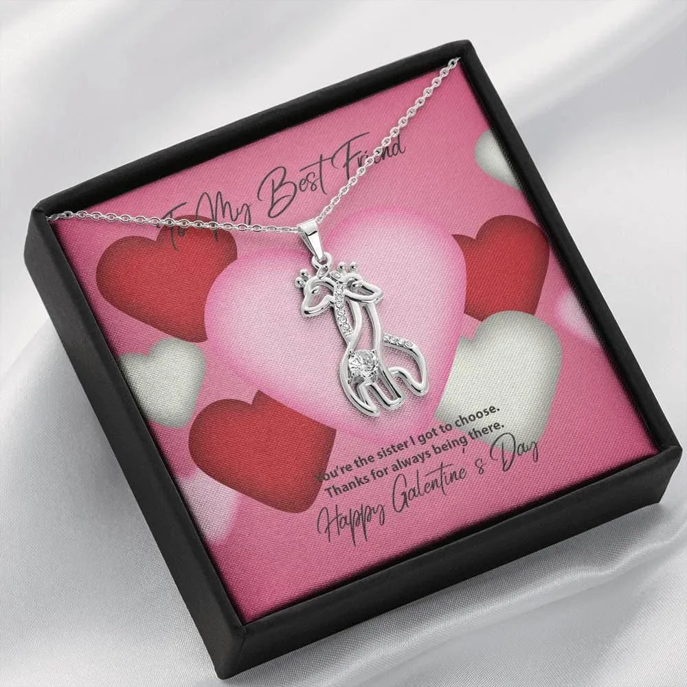 To My Best Friend Galentine's Day Giraffe Necklace
