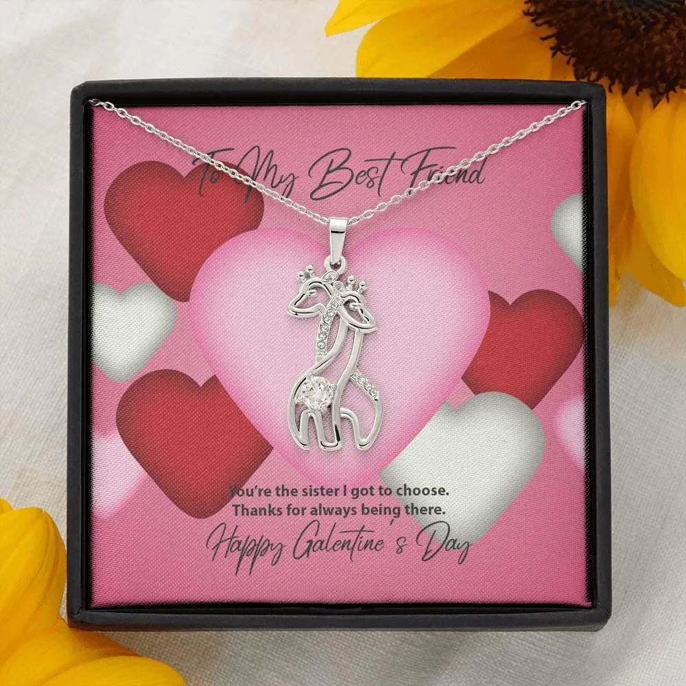 To My Best Friend Galentine's Day Giraffe Necklace