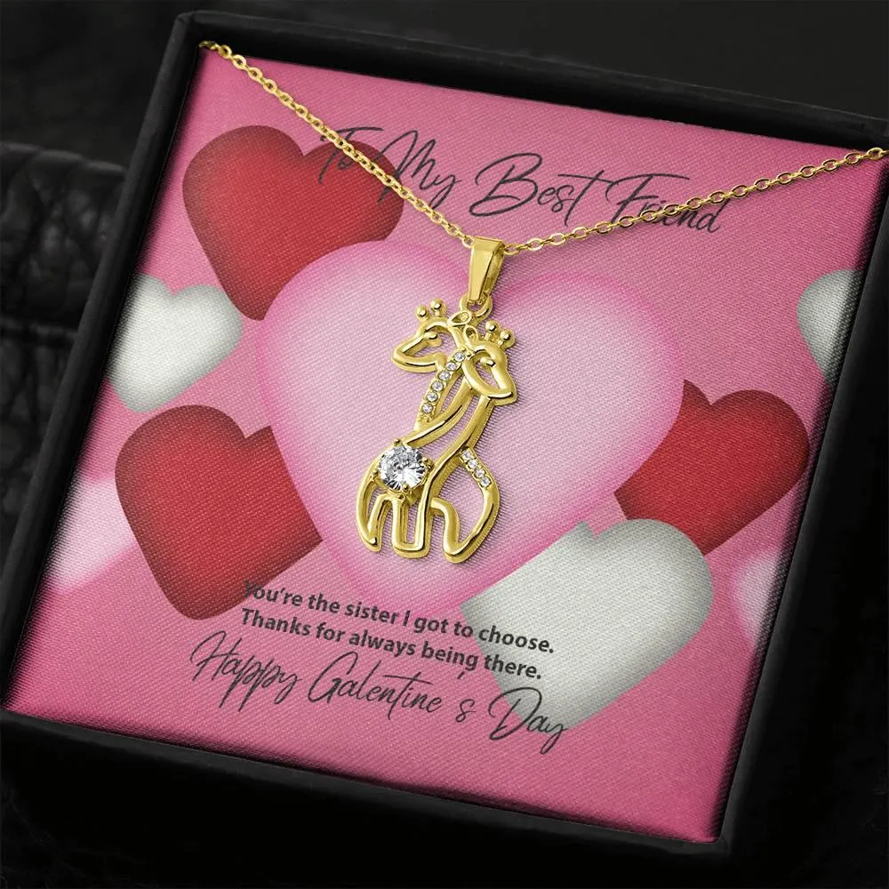 To My Best Friend Galentine's Day Giraffe Necklace
