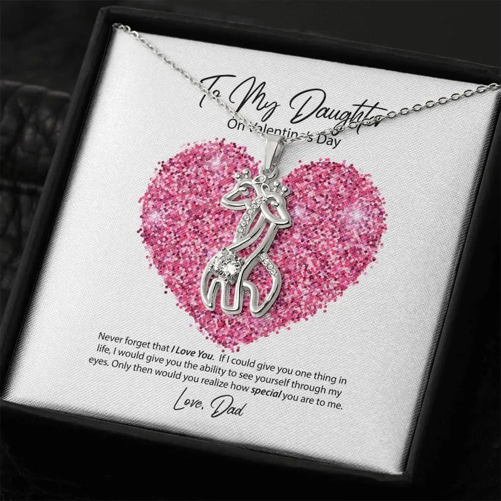 To My Daughter from Dad Valentine's Day Giraffe Necklace