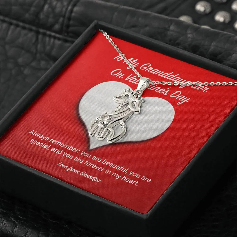To My Granddaughter from Grandpa Valentine's Day Giraffe Necklace